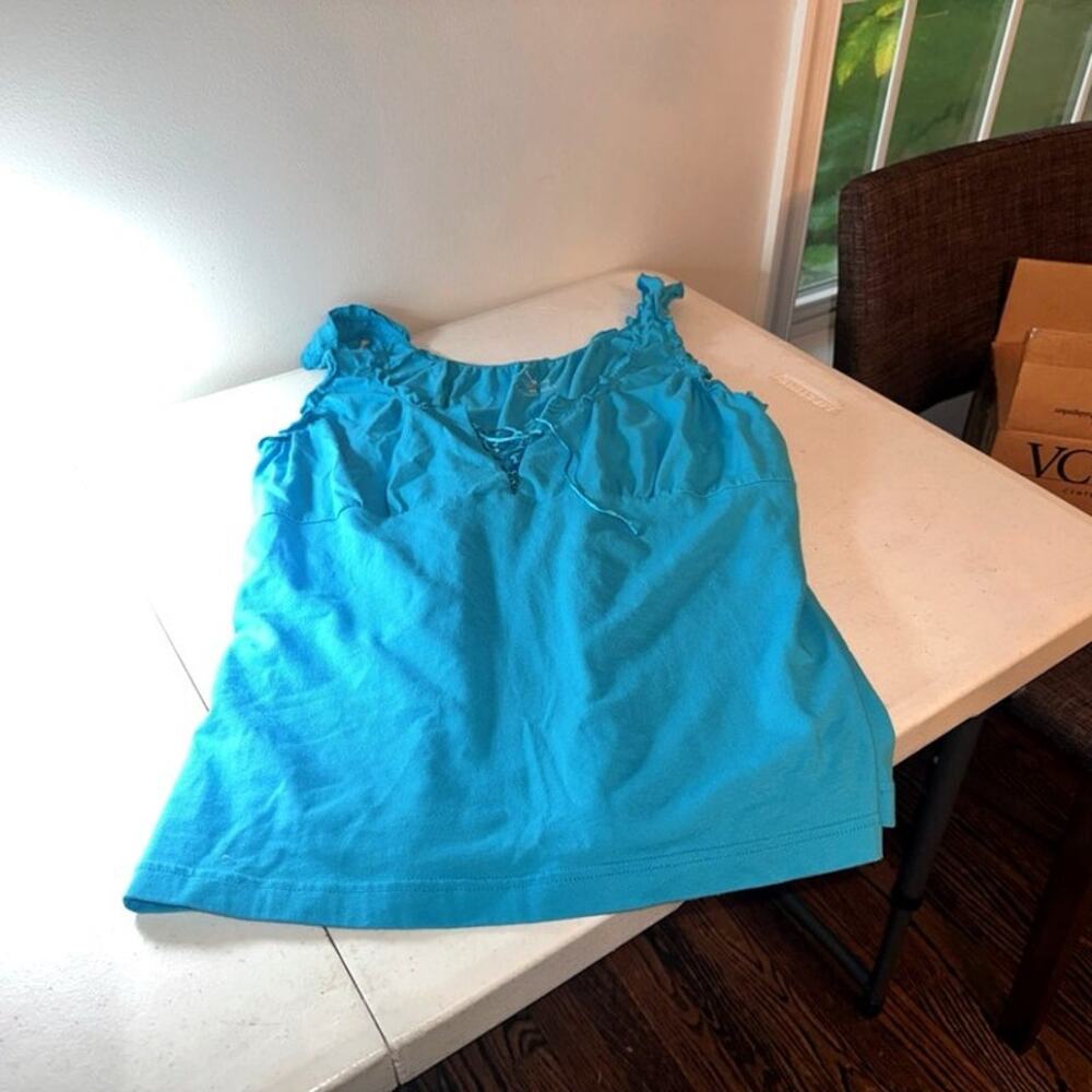 Teal Ruffled Sleeveless Camisole Top XL